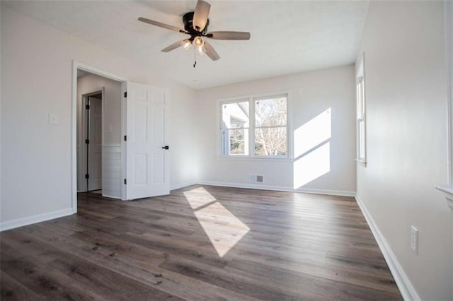 280 Hitchcock Rd, Dallas, GA 30157 - empty room with ceiling fan, baseboards, and wood finished floors