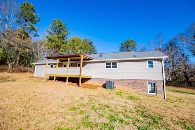 280 Hitchcock Rd, Dallas, GA 30157 - rear view of property featuring a yard, central AC unit, and brick siding