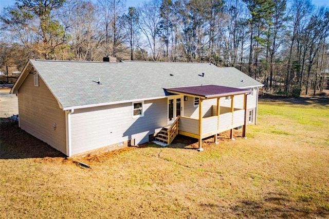 280 Hitchcock Rd, Dallas, GA 30157 - back of house with a lawn, roof with shingles, and a wooden deck