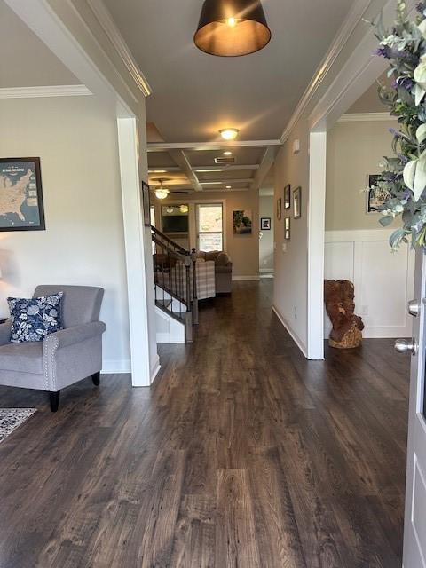 2159 Holland Creek Ln, Buford, GA 30519 - hall featuring wood finished floors and ornamental molding