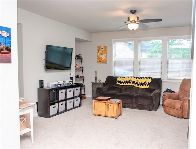 2159 Holland Creek Ln, Buford, GA 30519 - living area featuring carpet floors and a ceiling fan