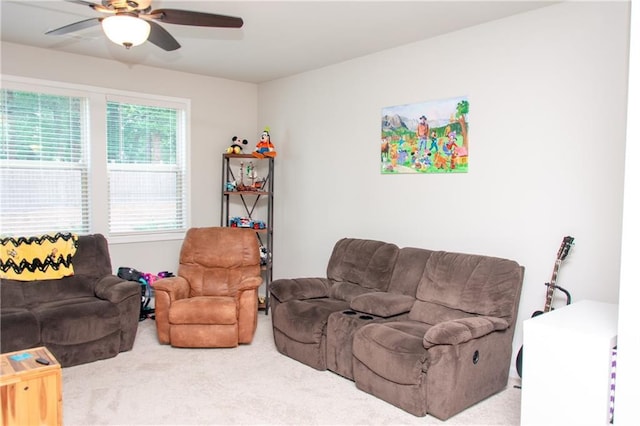 2159 Holland Creek Ln, Buford, GA 30519 - carpeted living room featuring a ceiling fan