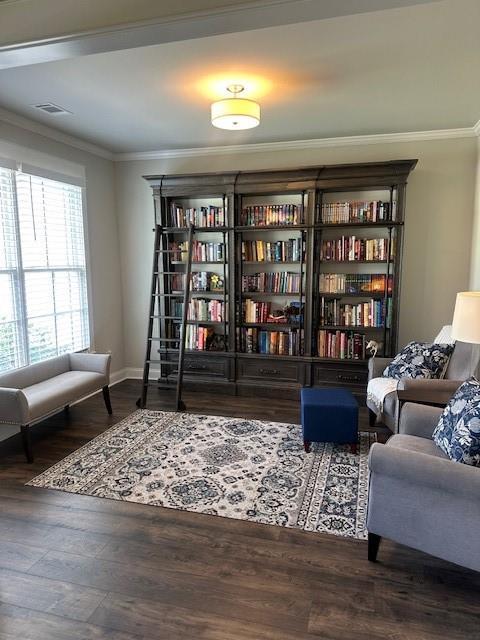 2159 Holland Creek Ln, Buford, GA 30519 - sitting room featuring crown molding, wood finished floors, and baseboards