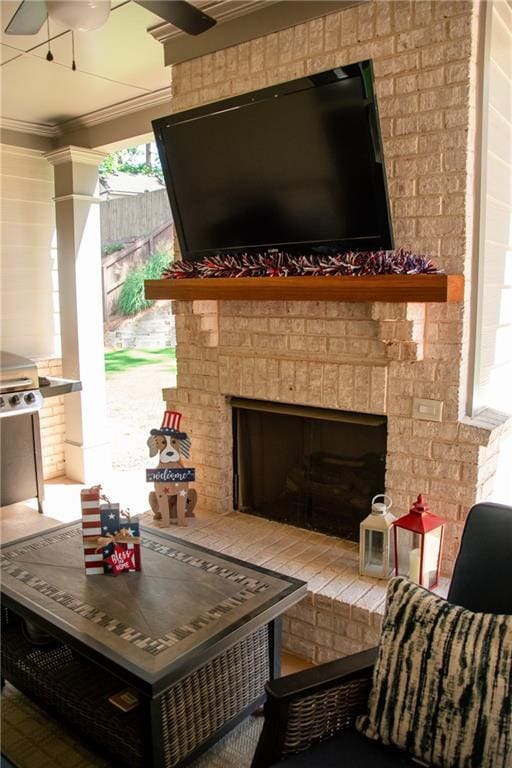2159 Holland Creek Ln, Buford, GA 30519 - view of patio / terrace featuring a brick fireplace
