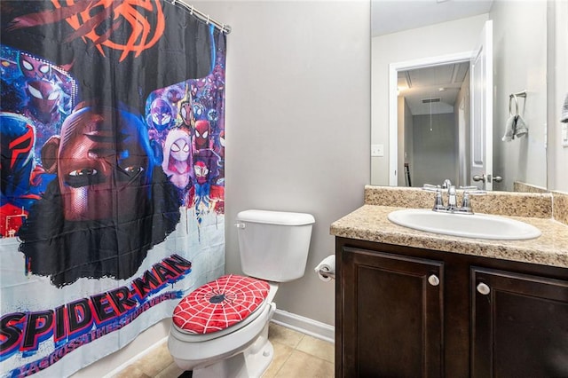 368 Rankin Cir, Mcdonough, GA 30253 - bathroom with vanity, tile patterned flooring, and a shower with shower curtain