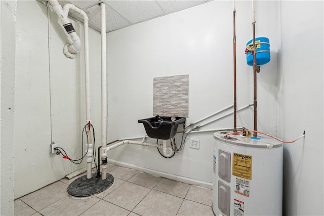 utility room featuring water heater