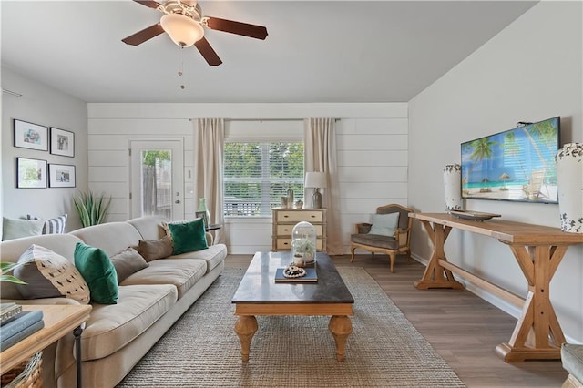 27 Cobalt Ln Unit 77, Newnan, GA 30265 - living area featuring wood finished floors and a ceiling fan