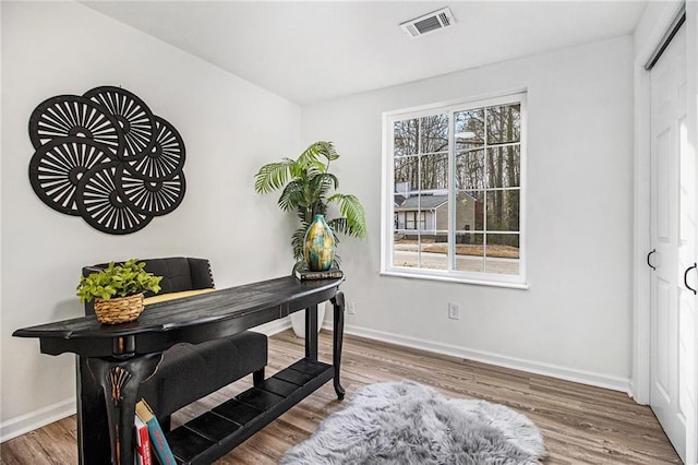 office area featuring hardwood / wood-style floors