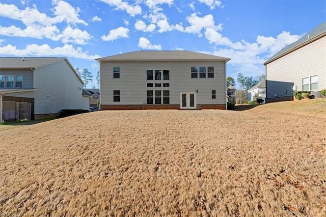 back of property with french doors