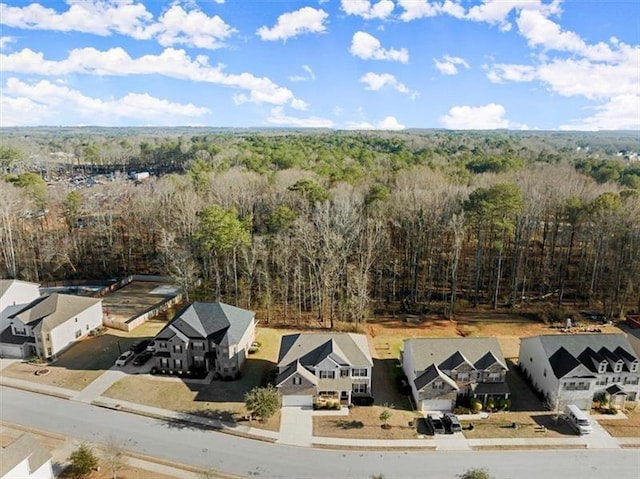 aerial view with a residential view and a forest view