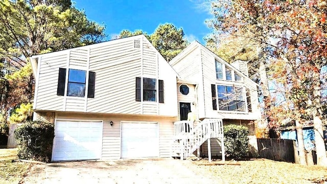 raised ranch with an attached garage