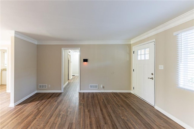 2363 Dabney Ter, Atlanta, GA 30344 - entryway featuring dark wood-type flooring and ornamental molding