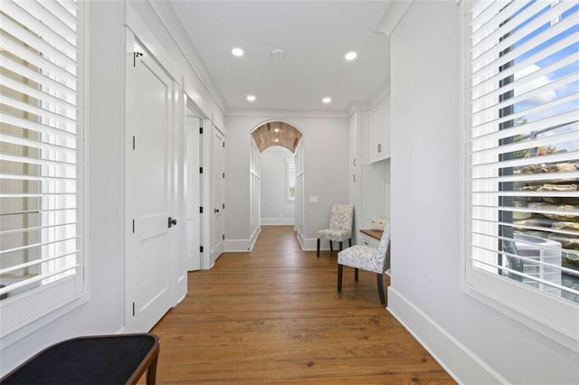 hall featuring dark hardwood / wood-style flooring