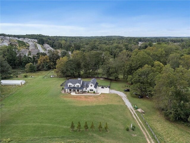 drone / aerial view with a rural view