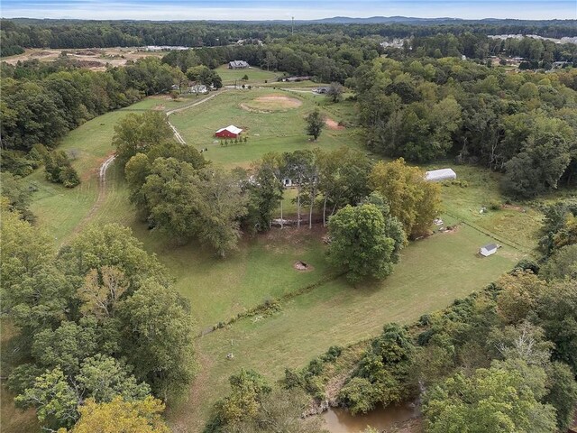 drone / aerial view with a rural view