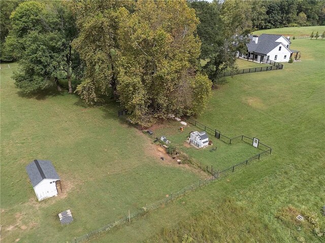 aerial view featuring a rural view