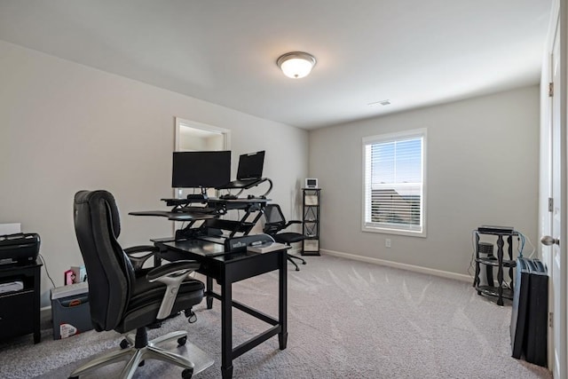 view of carpeted office space