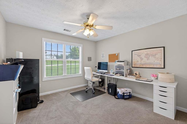 734 Evergreen Dr, Winder, GA 30680 - office space featuring a ceiling fan, carpet, and a textured ceiling