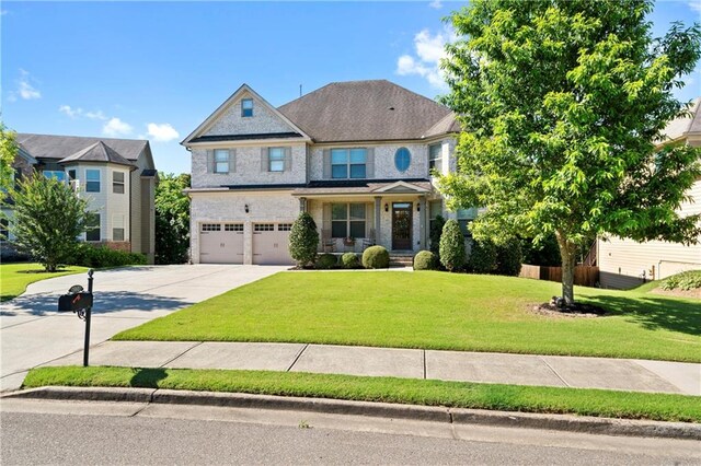 view of front facade featuring a garage and a front yard