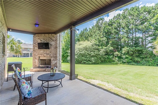 1405 Rainey Way, Hampton, GA 30228 - view of patio with an outdoor brick fireplace
