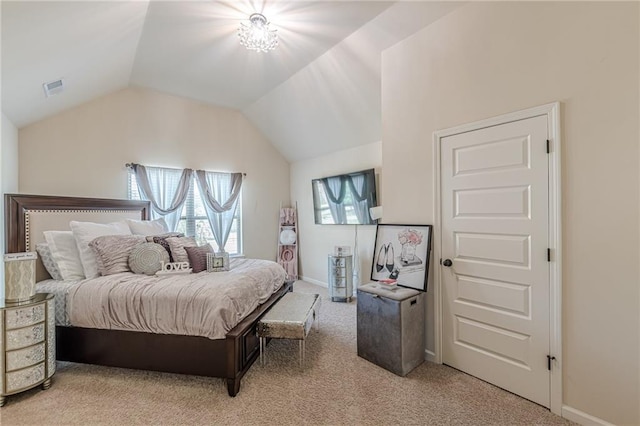 1405 Rainey Way, Hampton, GA 30228 - bedroom featuring light carpet and vaulted ceiling