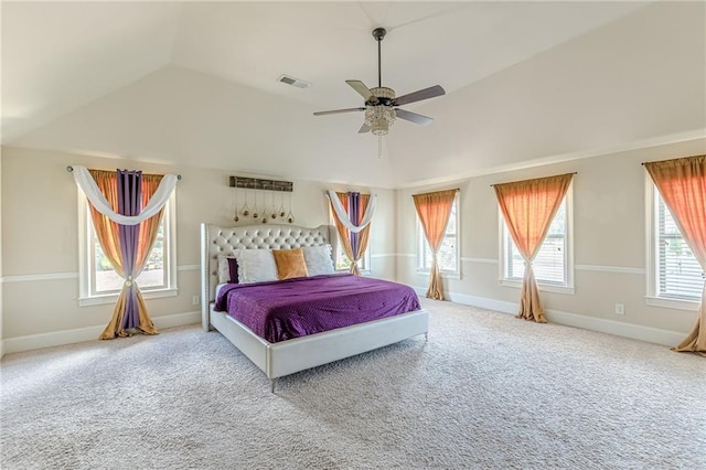 1405 Rainey Way, Hampton, GA 30228 - bedroom featuring vaulted ceiling, carpet, and a ceiling fan