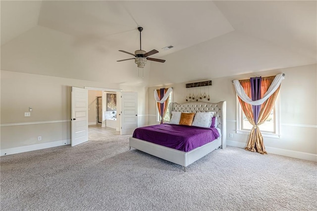 1405 Rainey Way, Hampton, GA 30228 - carpeted bedroom featuring lofted ceiling and ceiling fan