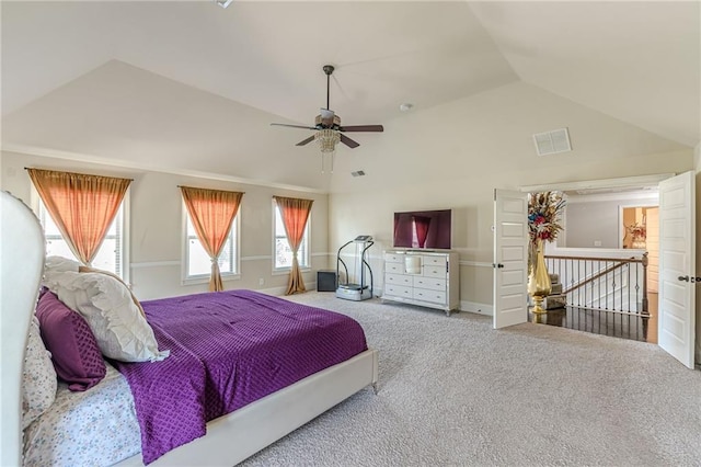 1405 Rainey Way, Hampton, GA 30228 - bedroom featuring lofted ceiling, carpet, and ceiling fan