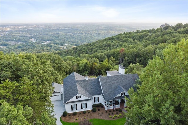 aerial view with a forest view