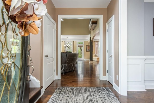 107 Estates At The Lake Dr, Canton, GA 30114 - entrance foyer featuring dark wood-type flooring and a notable chandelier