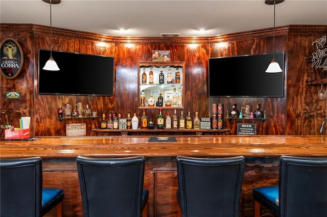 107 Estates At The Lake Dr, Canton, GA 30114 - bar with a community bar, visible vents, and hanging light fixtures