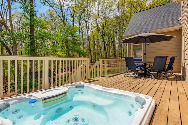 107 Estates At The Lake Dr, Canton, GA 30114 - wooden deck with outdoor dining space and hot tub deck surround