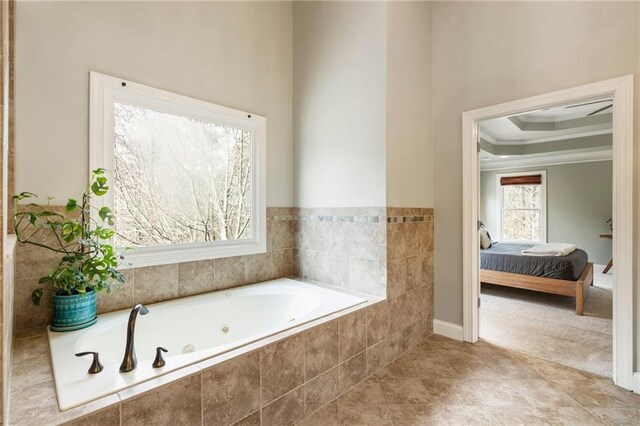 2660 Burnt Hickory Dr, Cumming, GA 30028 - full bath featuring ornamental molding, ensuite bathroom, a jetted tub, and baseboards