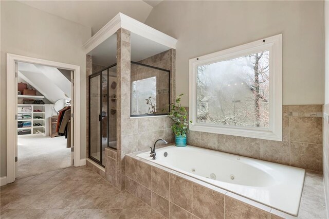 2660 Burnt Hickory Dr, Cumming, GA 30028 - bathroom featuring a shower stall, a whirlpool tub, and a walk in closet
