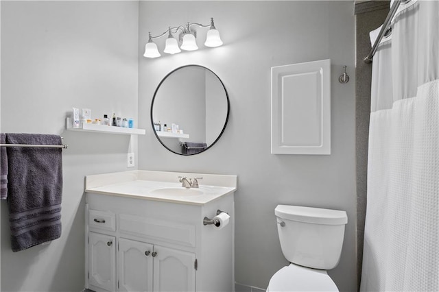 3525 Stone Cliff Way, Woodstock, GA 30189 - bathroom featuring vanity, toilet, and curtained shower