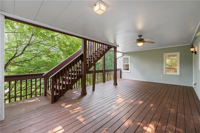 3525 Stone Cliff Way, Woodstock, GA 30189 - deck featuring stairway and a ceiling fan