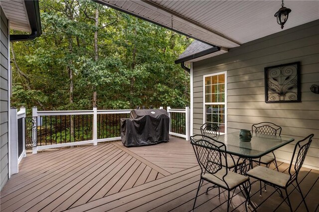 deck featuring grilling area