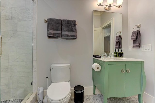 2972 Lookout Pl NE, Atlanta, GA 30305 - full bathroom featuring vanity, a stall shower, and speckled floor