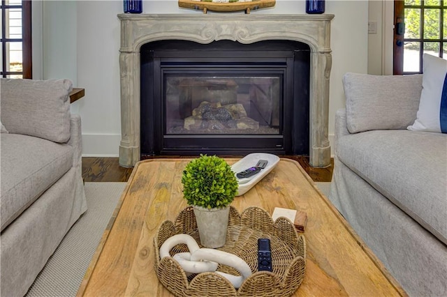 2972 Lookout Pl NE, Atlanta, GA 30305 - detailed view of wood finished floors and a glass covered fireplace
