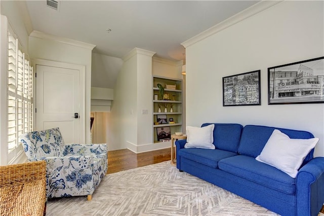 2972 Lookout Pl NE, Atlanta, GA 30305 - living room featuring crown molding and wood finished floors
