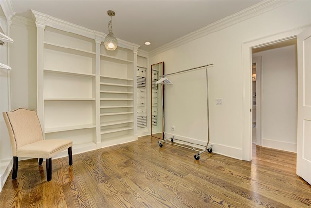 2972 Lookout Pl NE, Atlanta, GA 30305 - unfurnished bedroom with ornamental molding, wood finished floors, and recessed lighting