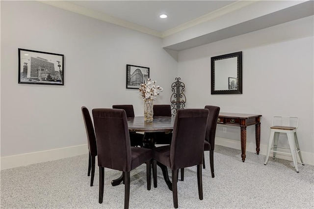 2972 Lookout Pl NE, Atlanta, GA 30305 - dining area featuring crown molding, recessed lighting, and light carpet