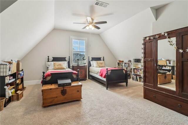 bedroom with visible vents, multiple windows, baseboards, and carpet