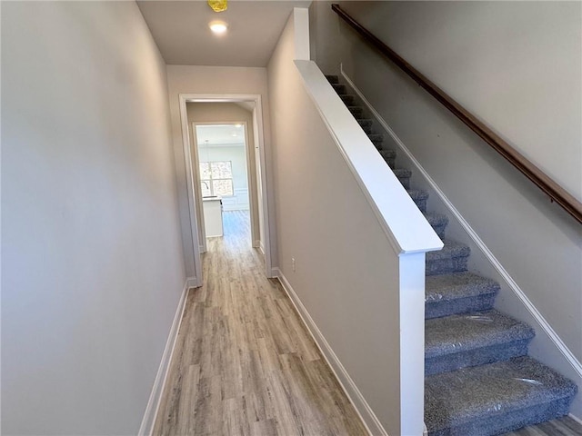 635 Forest Way, Cornelia, GA 30531 - hall with light wood finished floors, stairs, and baseboards
