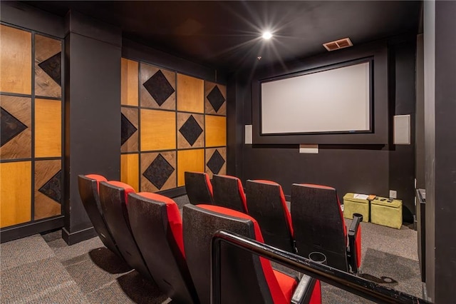 cinema featuring visible vents and recessed lighting