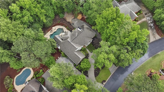 bird's eye view of a pool