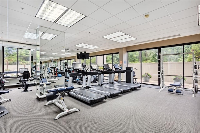 2660 Peachtree Rd NW Unit 23A, Atlanta, GA 30305 - workout area with carpet and a drop ceiling