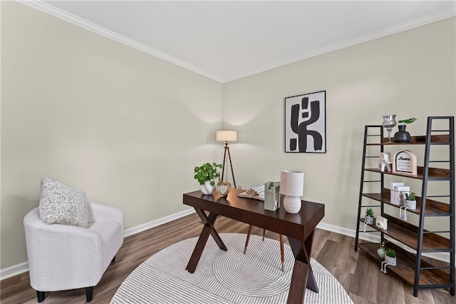 479 Rising Sun Path, Lawrenceville, GA 30043 - office with ornamental molding and dark wood-style floors
