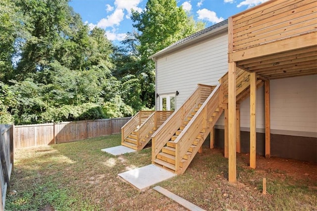 view of yard with a deck