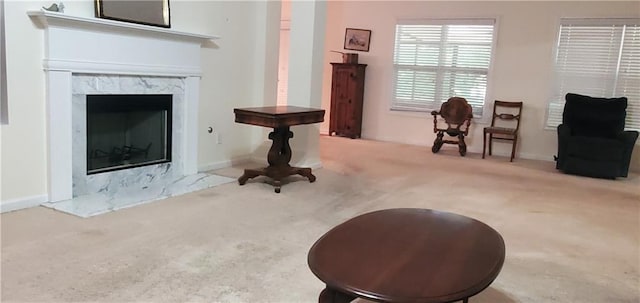 999 Simonton Glen Dr, Lawrenceville, GA 30045 - carpeted living area with a high end fireplace and baseboards